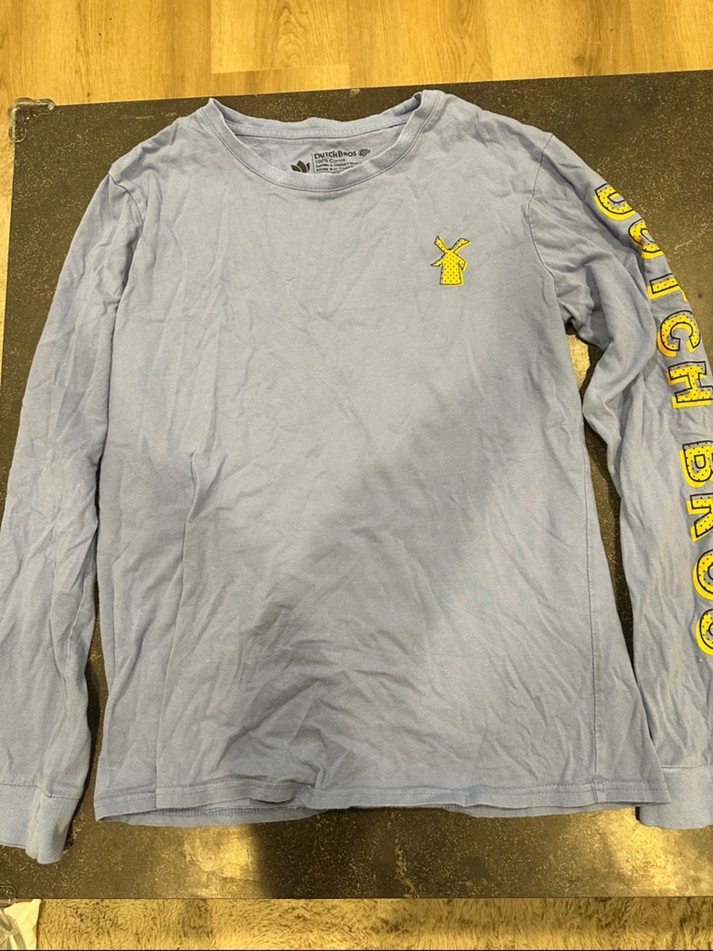 Dutch Bros Light Blue Long Sleeve Tee with Yellow Logo
